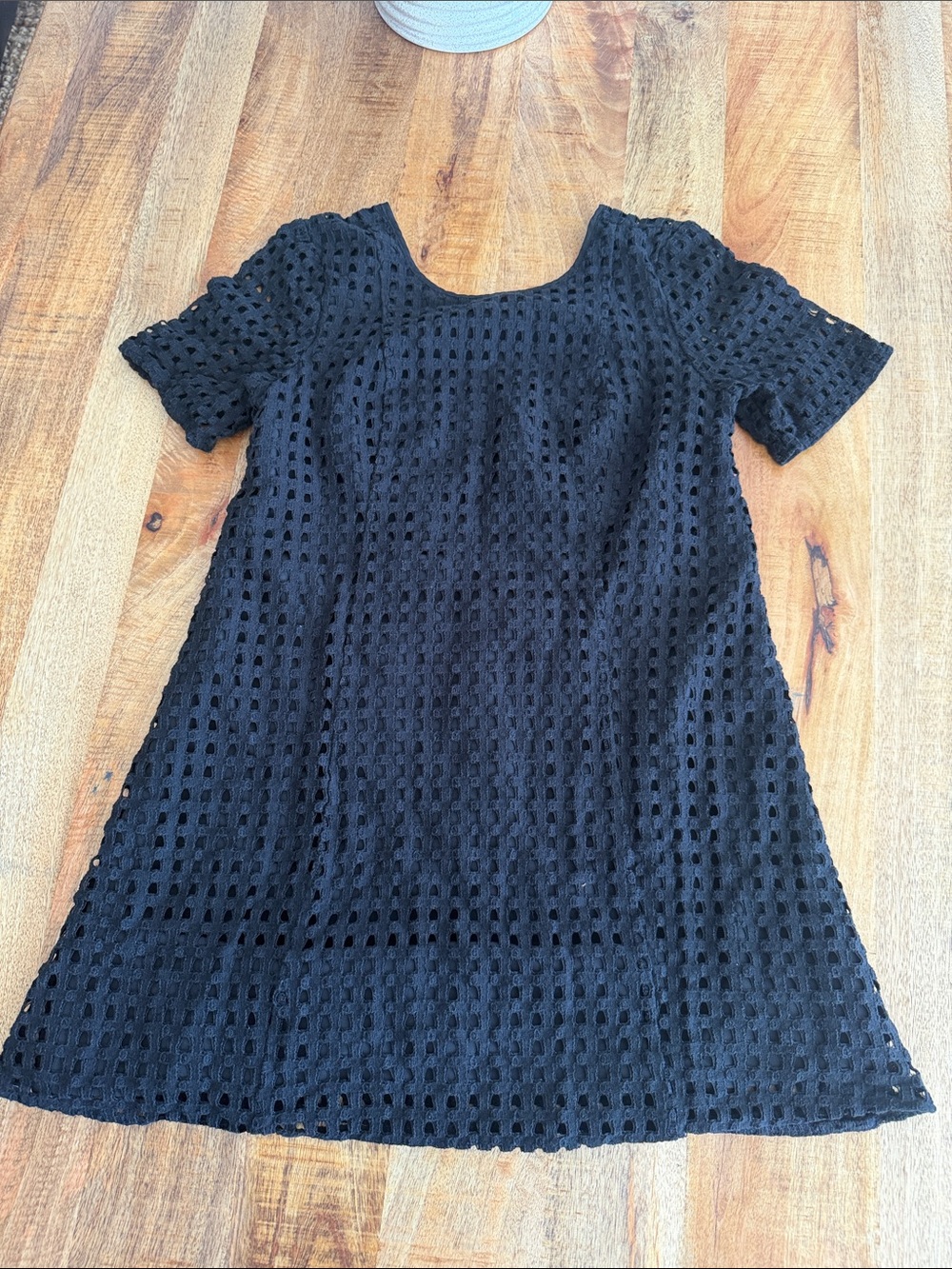 BCBG Black Short-Sleeve Eyelet Mini Dress